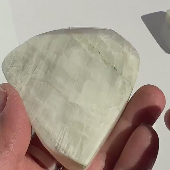 AA White Moonstone Free form with stunning Blue Flash 3 inches (1-51) Very Flashy Moonstone Blue.