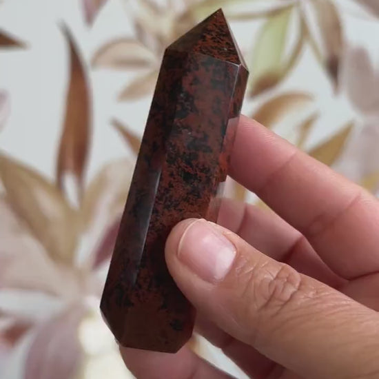 One (1) Beautiful Mahogany Obsidian  3 1/2 inch tower, 2.7 ounces AKA Red Obsidian & Mountain Mahogany. (ReO-T-2)