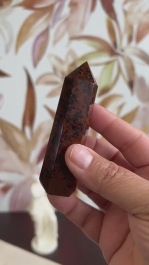 One (1) Beautiful Mahogany Obsidian  3 1/2 inch tower, 2.7 ounces AKA Red Obsidian & Mountain Mahogany. (ReO-T-2)