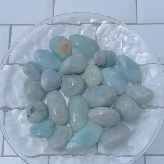 Tumbled Aquamarine Gemstones, Randomly Selected Polished Stones, Decorative Crystal Collection