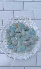 Load and play video in Gallery viewer, Tumbled Aquamarine Gemstones, Randomly Selected Polished Stones, Decorative Crystal Collection
