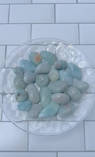 Tumbled Aquamarine Gemstones, Randomly Selected Polished Stones, Decorative Crystal Collection