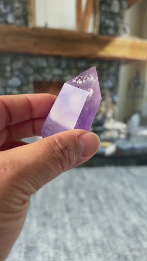 Stunning Amethyst Double Terminated (DT) with multiple rainbows weighing 2.9 ounces (84 g) 3 inches long (8 mm)
