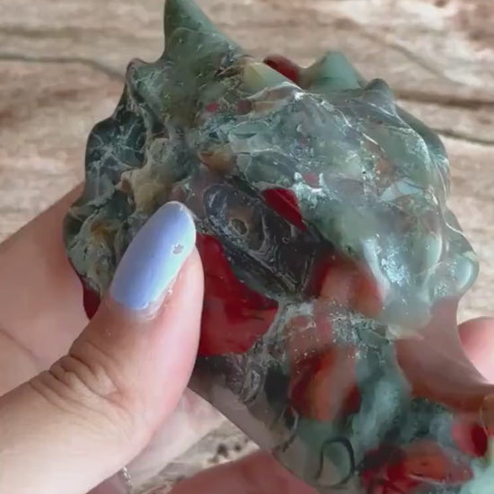 Bloodstone Dragon Head Carving | Handcrafted Gemstone Dragon | Mystical Fantasy Decor (MD-DRAG02)