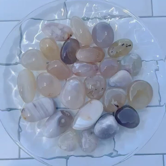 Flower Agate Tumbled Gemstones, Handpicked Polished Stones,  Soft Pastel Aesthetic, Unique Natural Home and Office Decor, Pocket talisman