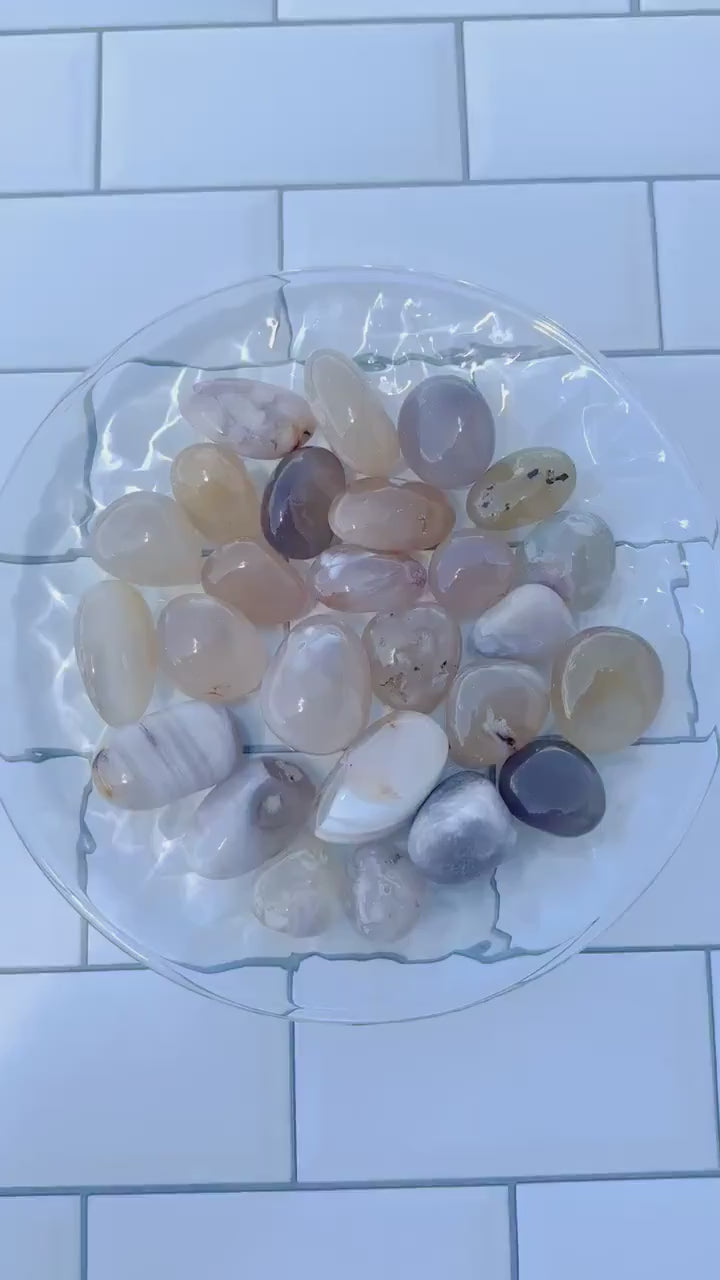 Flower Agate Tumbled Gemstones, Handpicked Polished Stones,  Soft Pastel Aesthetic, Unique Natural Home and Office Decor, Pocket talisman