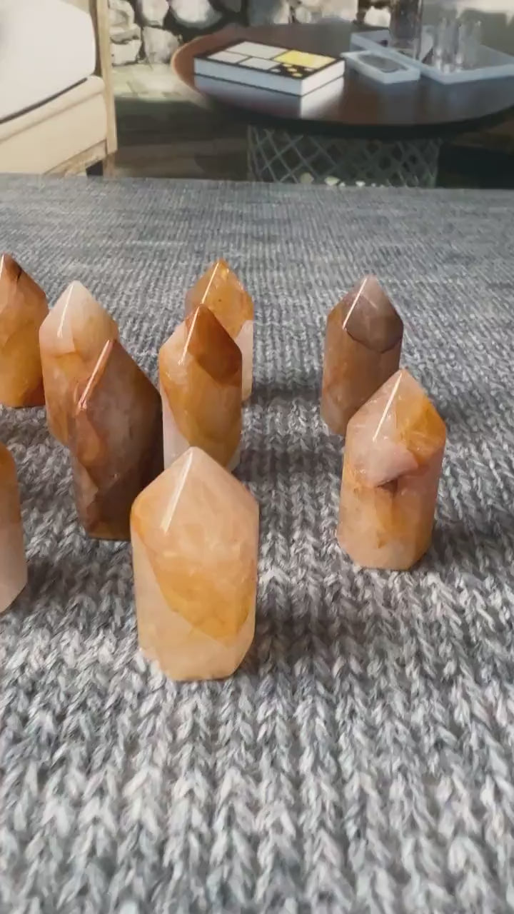 MINI Golden Healer Quartz points, small Quartz points with Iron Oxide inclusions