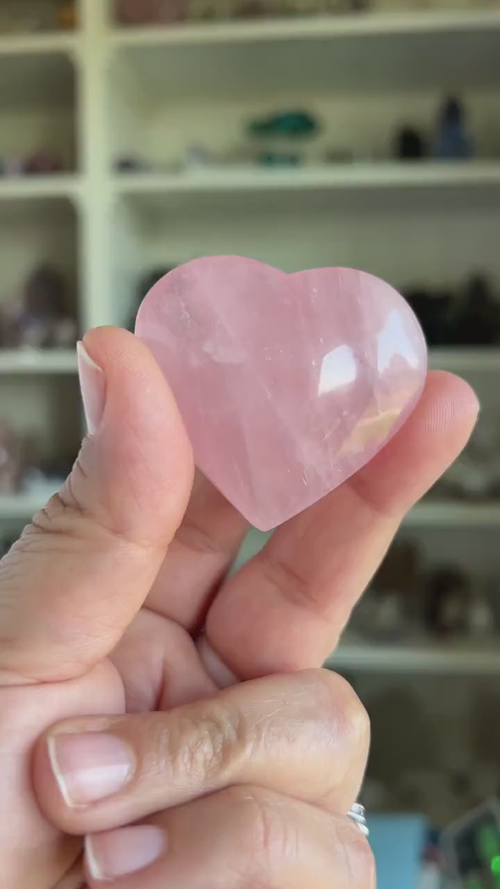 Incredible Star Rose Quartz 2 inch Puffy Heart Hand Carved from Mozambique, Stone of Love and Romance weighs 2 ounces