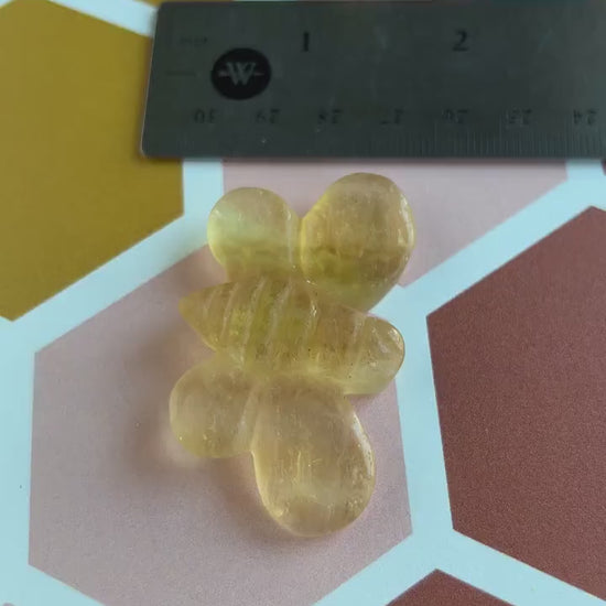 One (1) Cute Yellow Fluorite Hand Carved Bee ,2 1/4 inches, Randomly selected from our general stock.