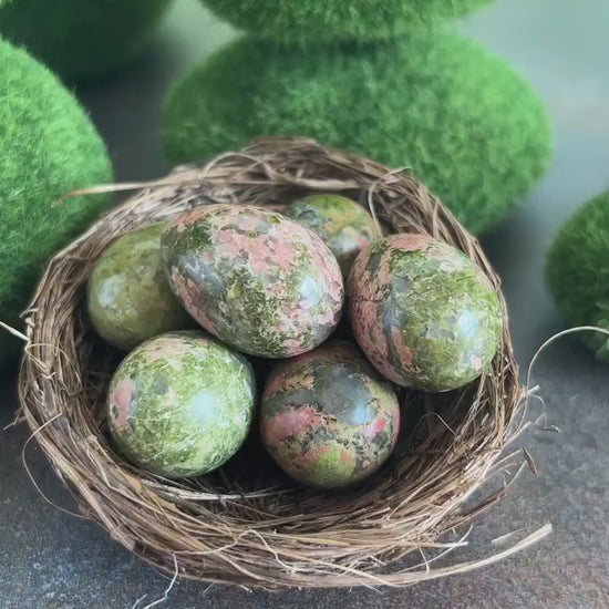 Mini Crystal Egg Carving in Unakite. Gorgeous natural decorative eggs, Random Pull from general stock