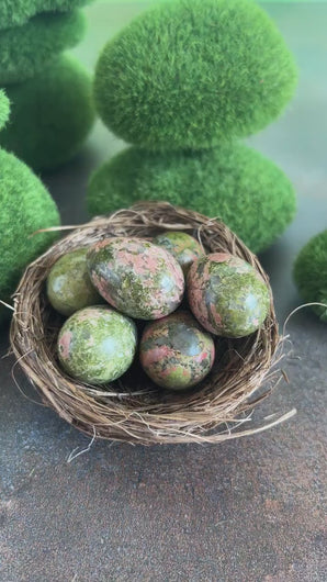 Mini Crystal Egg Carving in Unakite. Gorgeous natural decorative eggs, Random Pull from general stock