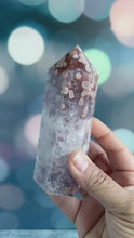 Load and play video in Gallery viewer, Incredible AAA+ Amethyst and Pink Flower Agate Tower 5 inches tall and weighs 14.5 ounces (AFA-1)
