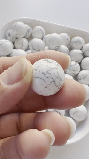 Calming Howlite Mini sphere || marble sized || approx. 20mm || listing is for 1 (one) sphere ||