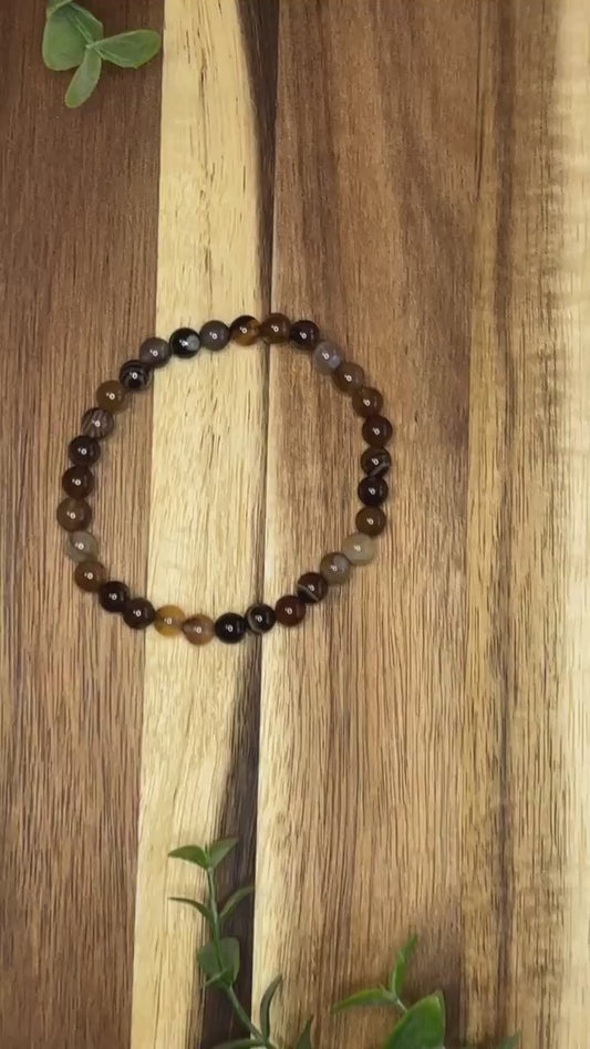 Botswana Agate Stretch Bracelet - Handmade Beaded stretch Jewelry for Stylish Comfort bead size approx 4mm