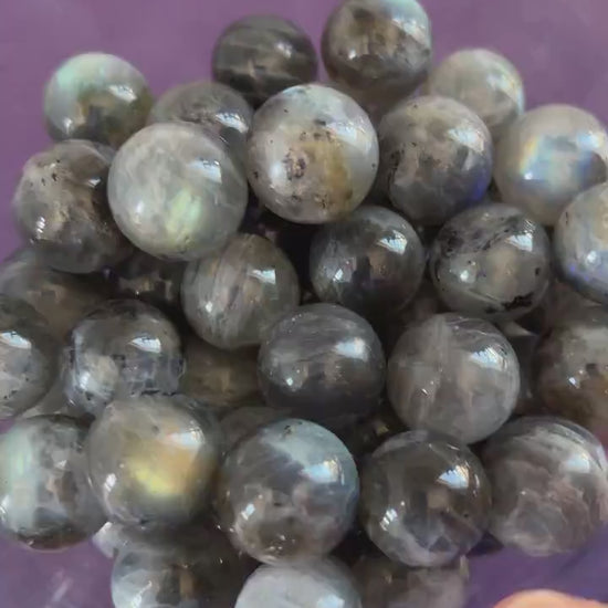 Beautiful Labradorite Mini Sphere (19-21 mm ) with stunning flash, randomly selected from our general supply.