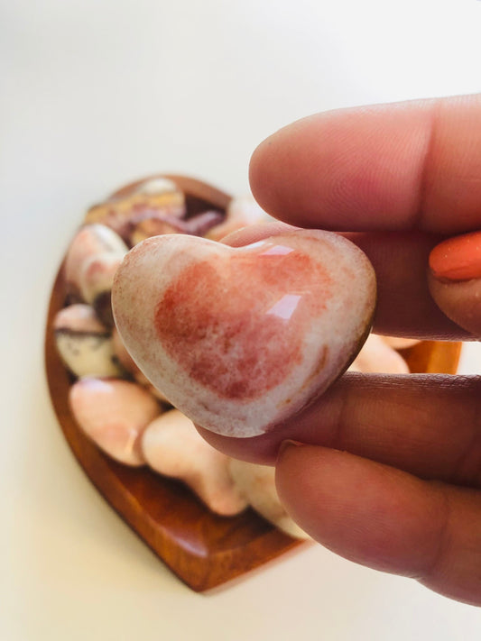 Dali Jasper || Tri-banded Rainbow Calcite Hearts || Pork Stone Hearts ||