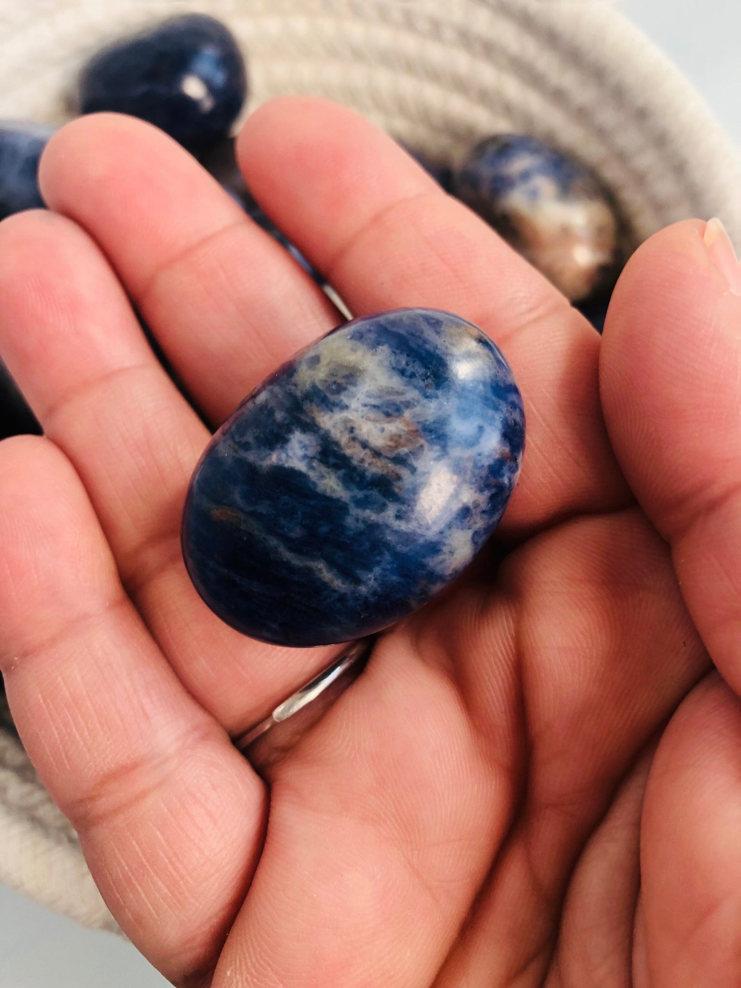 Sodalite Tumbled Stone | Deep Blue Intuition & Calm, meditation, chakra alignment
