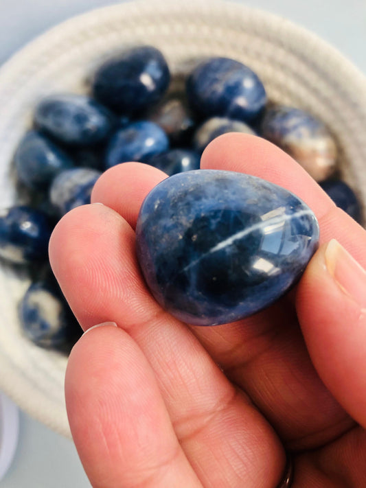 Sodalite Tumbled Stone | Deep Blue Intuition & Calm, meditation, chakra alignment