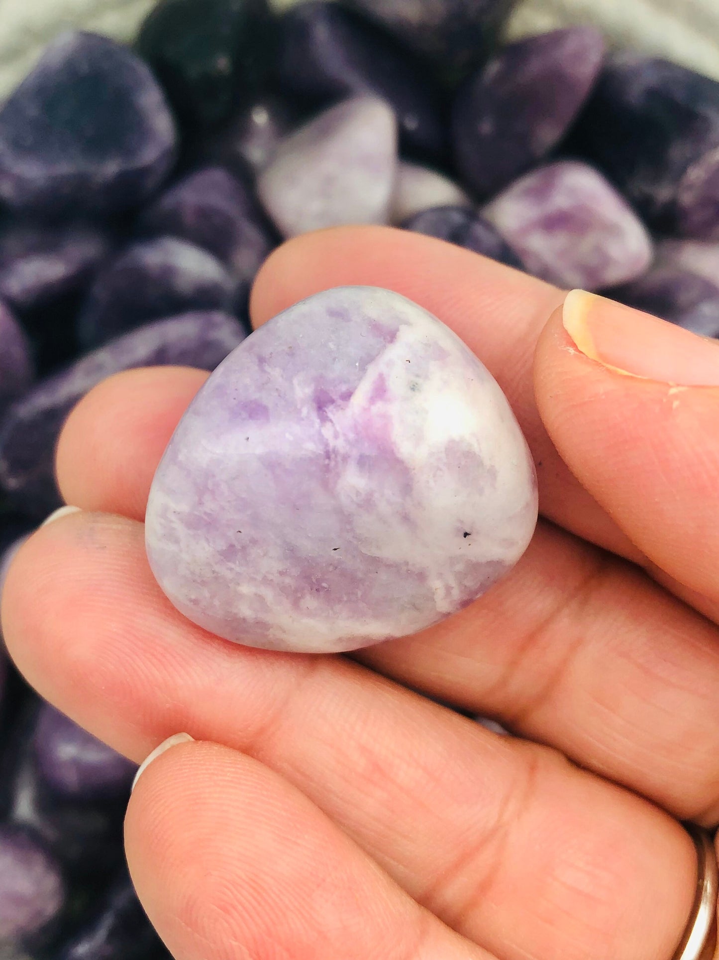 Lepidolite|| ONE TUMBLED STONE || Pocket crystals || Meditation || Worry Stone ||