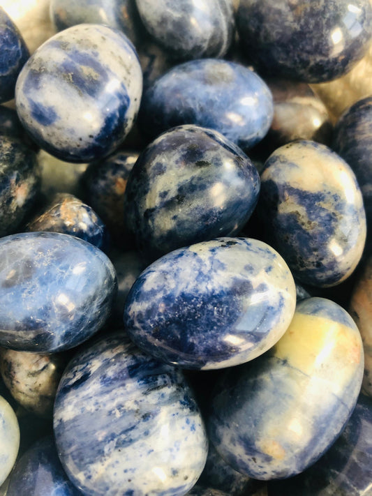 Sodalite Tumbled Stone | Deep Blue Intuition & Calm, meditation, chakra alignment