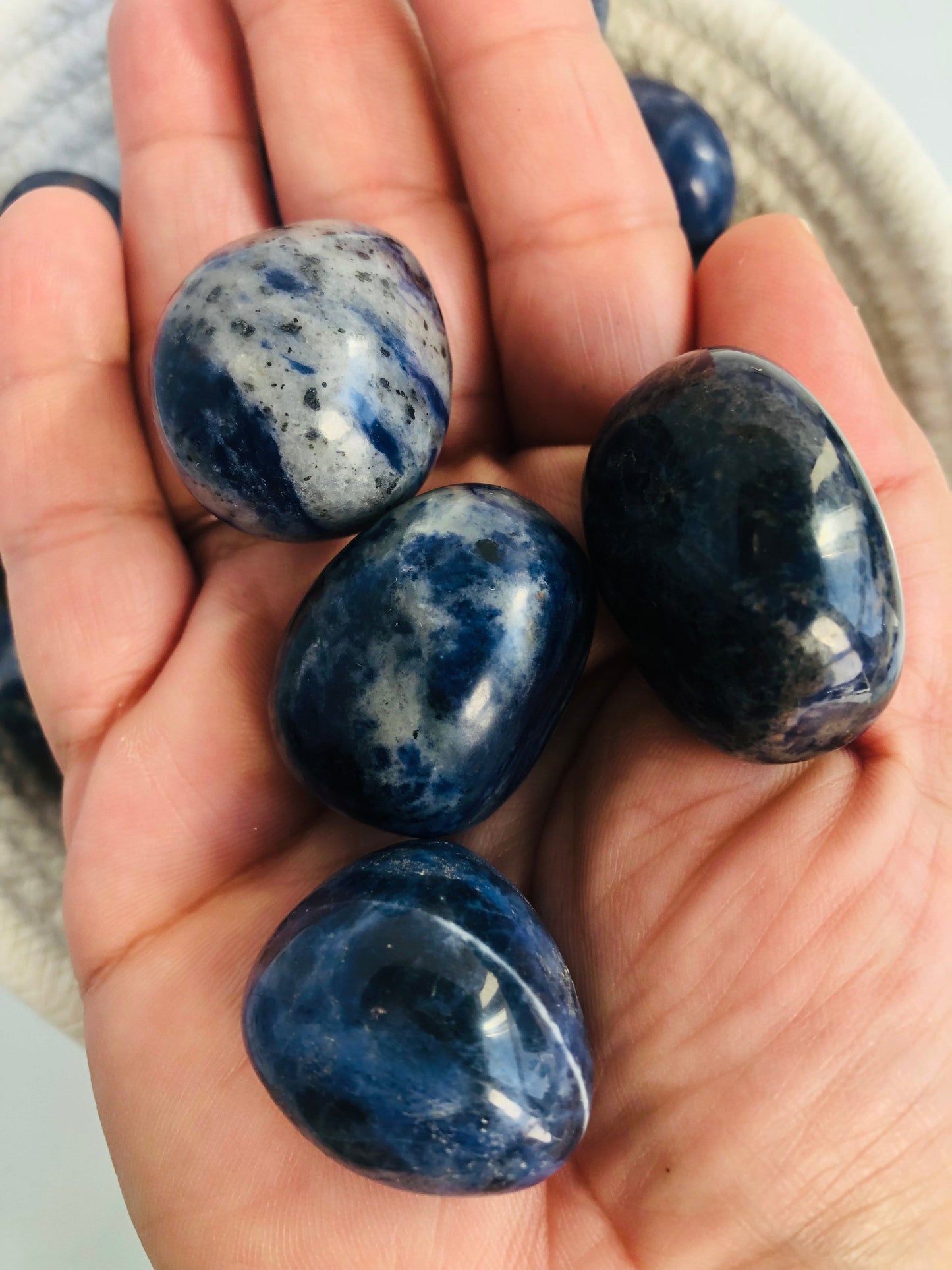 Sodalite Tumbled Stone | Deep Blue Intuition & Calm, meditation, chakra alignment