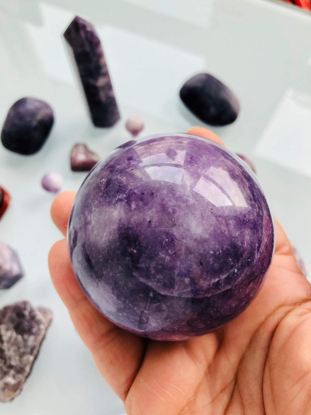 Lepidolite || Large Sphere || Purple Aesthetic || Fairycore || Purple Mica || Mystical decor ||