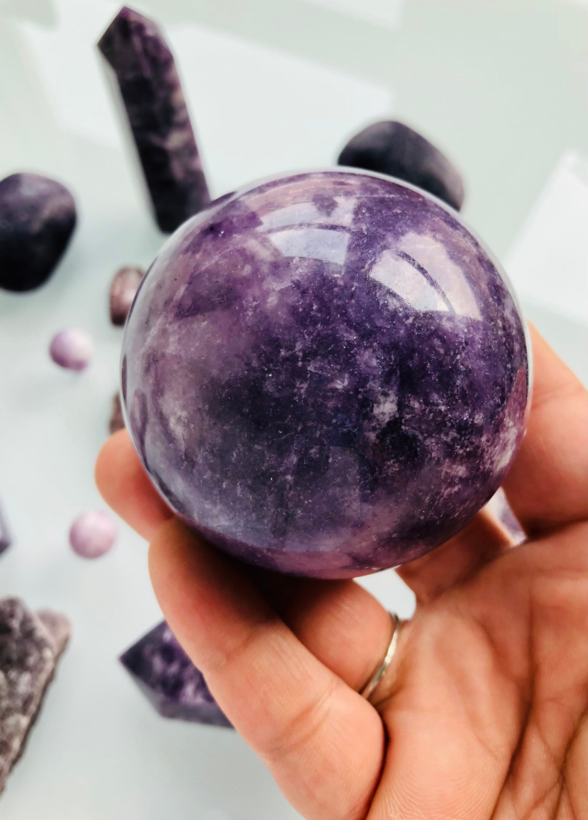 Lepidolite || Large Sphere || Purple Aesthetic || Fairycore || Purple Mica || Mystical decor ||