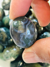 Load image into Gallery viewer, Moss Agate ||  ONE TUMBLE  || Pocket crystals || Meditation || Use as a  worry or companion stone ||
