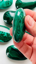 Load image into Gallery viewer, Authentic malachite Palm stones || High quality || beautiful pattern || 2 inches 2.4 oz

