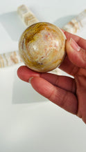 Load image into Gallery viewer, layered Agate Sphere ||  Creme and neutral color Crystal || Beautifully banded || Neutral aesthetic || 2&quot;   6.4 oz
