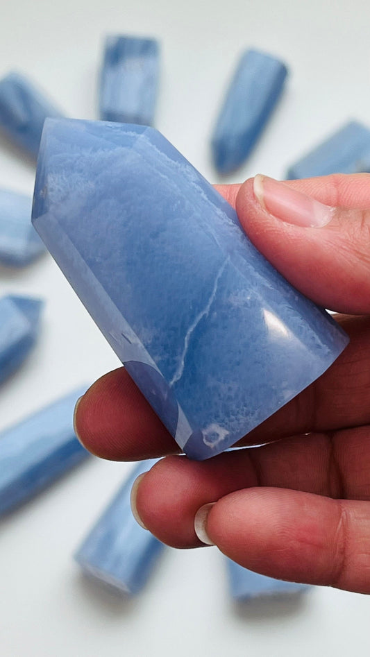 Blue Lace Agate Tower || 2 1/2 x 1" 1/2 3.02 oz || Stunning High Quality || Point || Pillar || CottageCore || Romantic Aesthetic ||