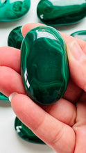 Load image into Gallery viewer, Authentic malachite Palm stones || High quality || beautiful pattern || 2 inches 2.4 oz
