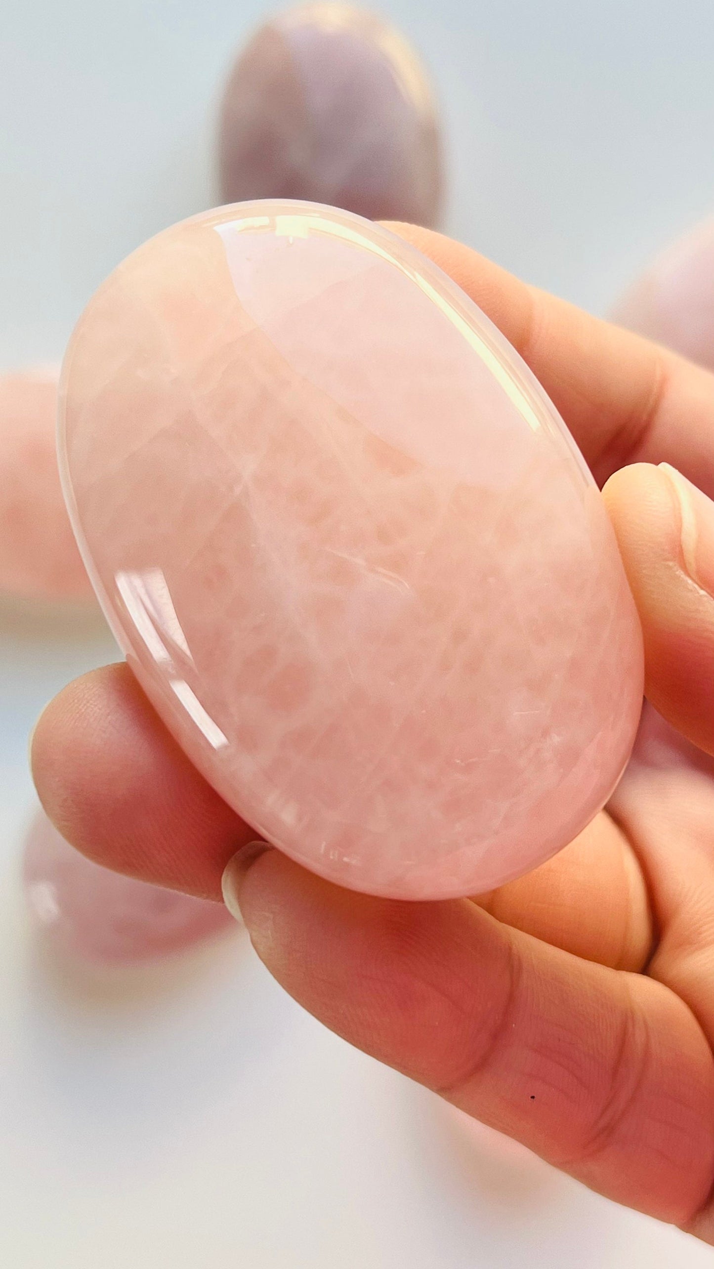 Rose Quartz Palm Stone || Heart Chakra || crystal for love and nurturing feminine energy || 2.3 inches X 1.5 inches 2.8 oz || bubblegum pink
