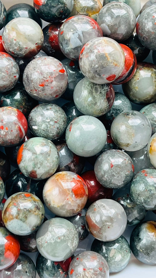 African Bloodstone Mini Sphere (Heliotrope) 18–22 mm Small Crystal Collectible great for Gifts or Display