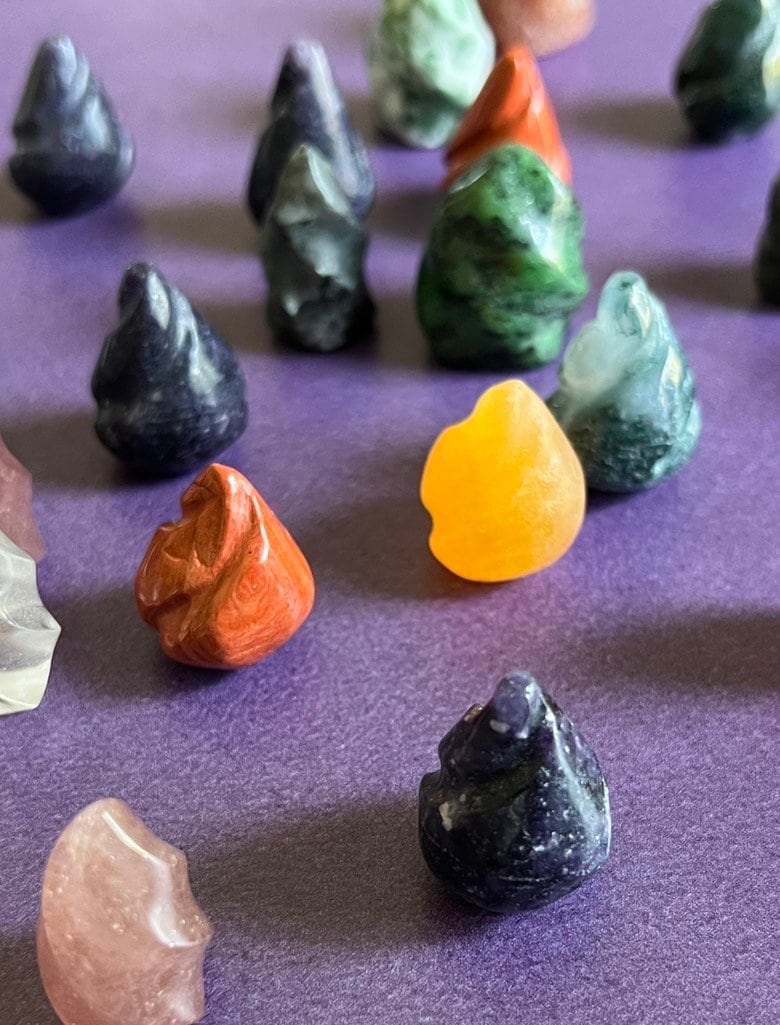 The SPOOKY EDITION Mini Mix 3 oz of random Crystal Minis, Spheres, Moons, Stars, Bats, Bones, Towers, Skulls, Flames & more!