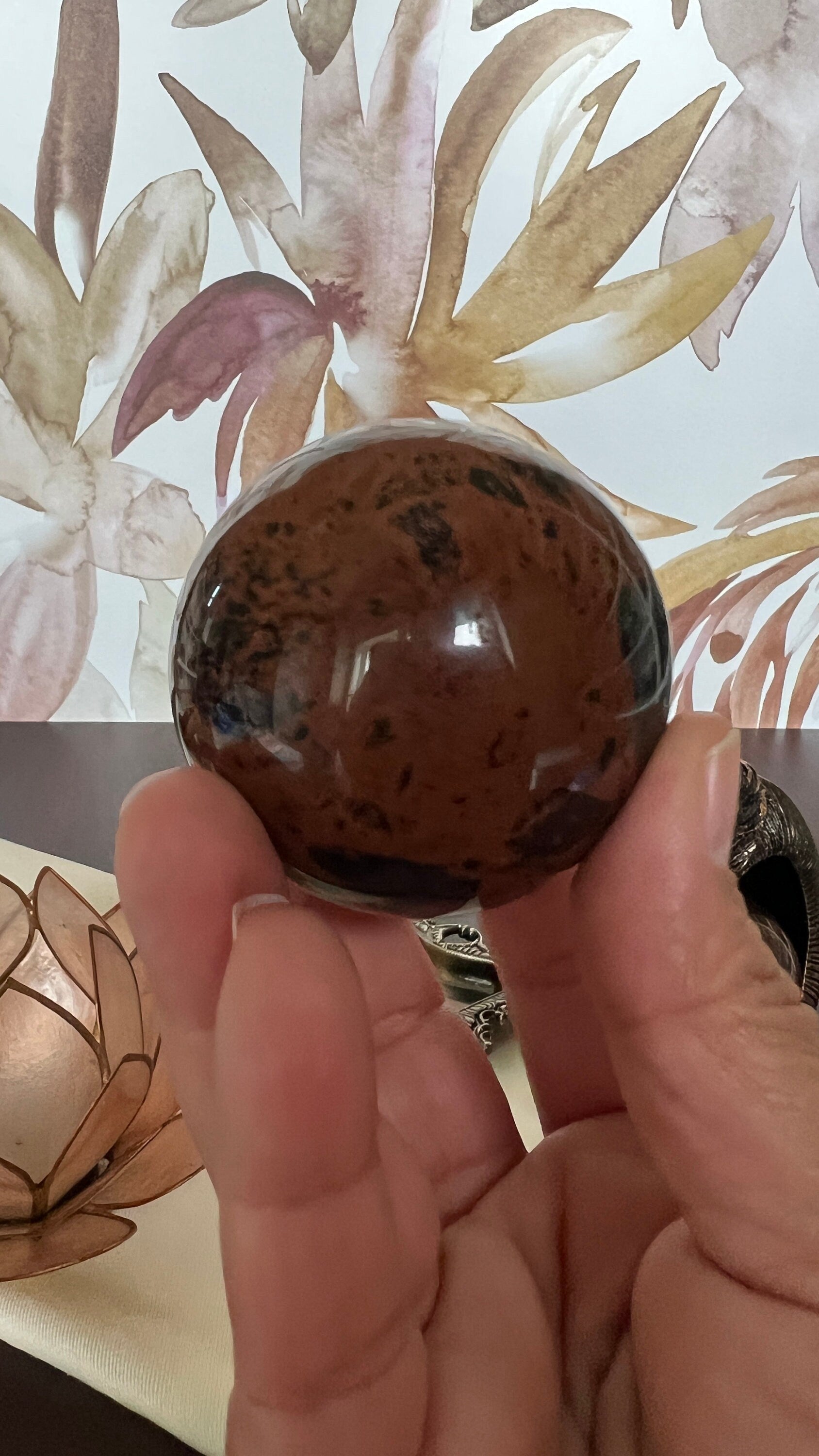 Stunning High Quality Mahogany Obsidian 2 inch Sphere, weighs 8.0 AKA Red Obsidian & Mountain Mahogany