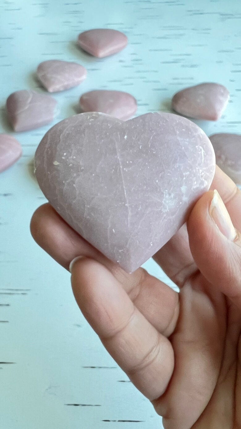 1 (one) Gorgeous Australian Pink Opal Heart Carvings, approx 2 inches wide. Intuitively chosen.