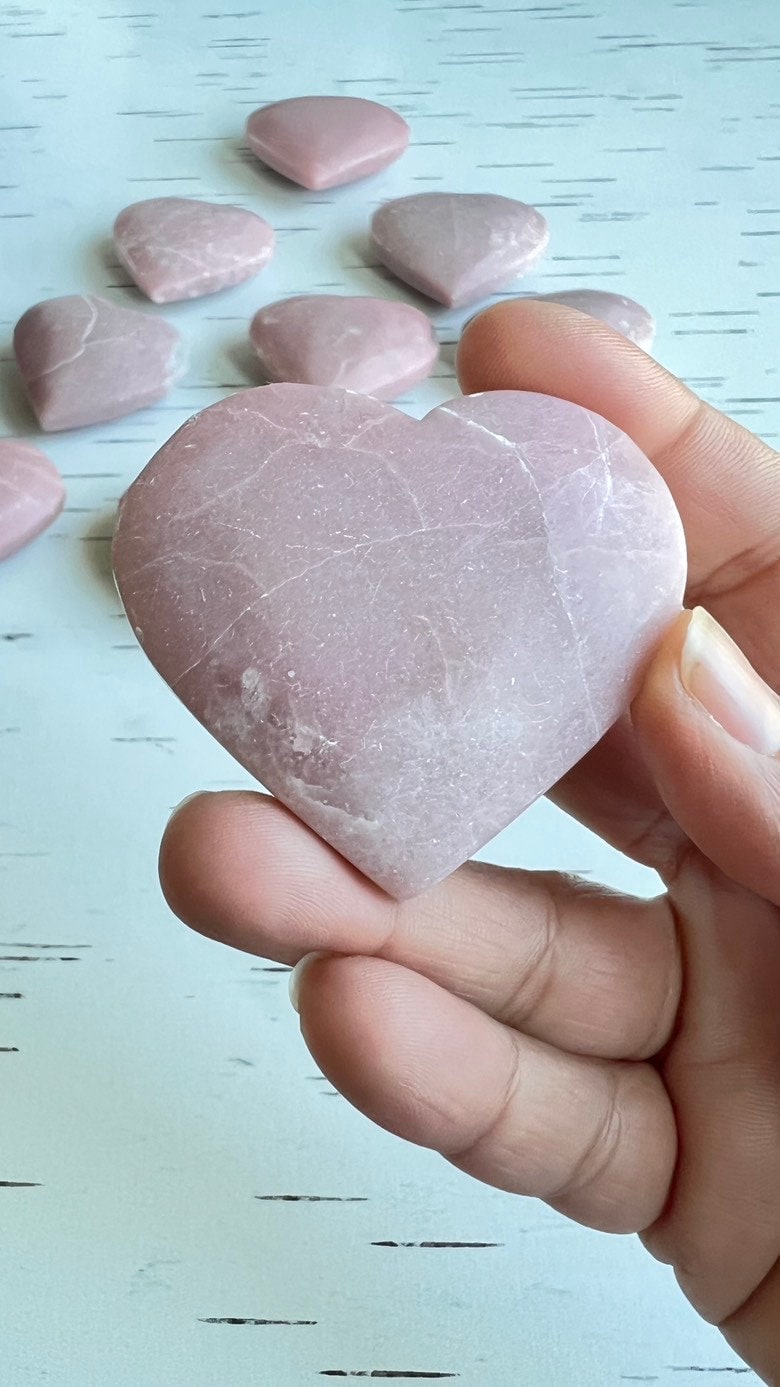 1 (one) Gorgeous Australian Pink Opal Heart Carvings, approx 2 inches wide. Intuitively chosen.