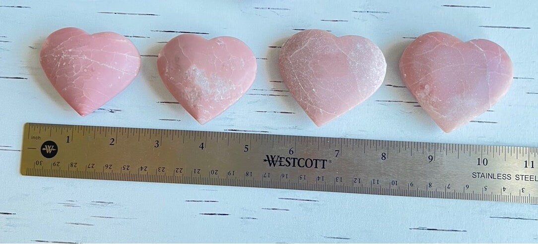 1 (one) Gorgeous Australian Pink Opal Heart Carvings, approx 2 inches wide. Intuitively chosen.