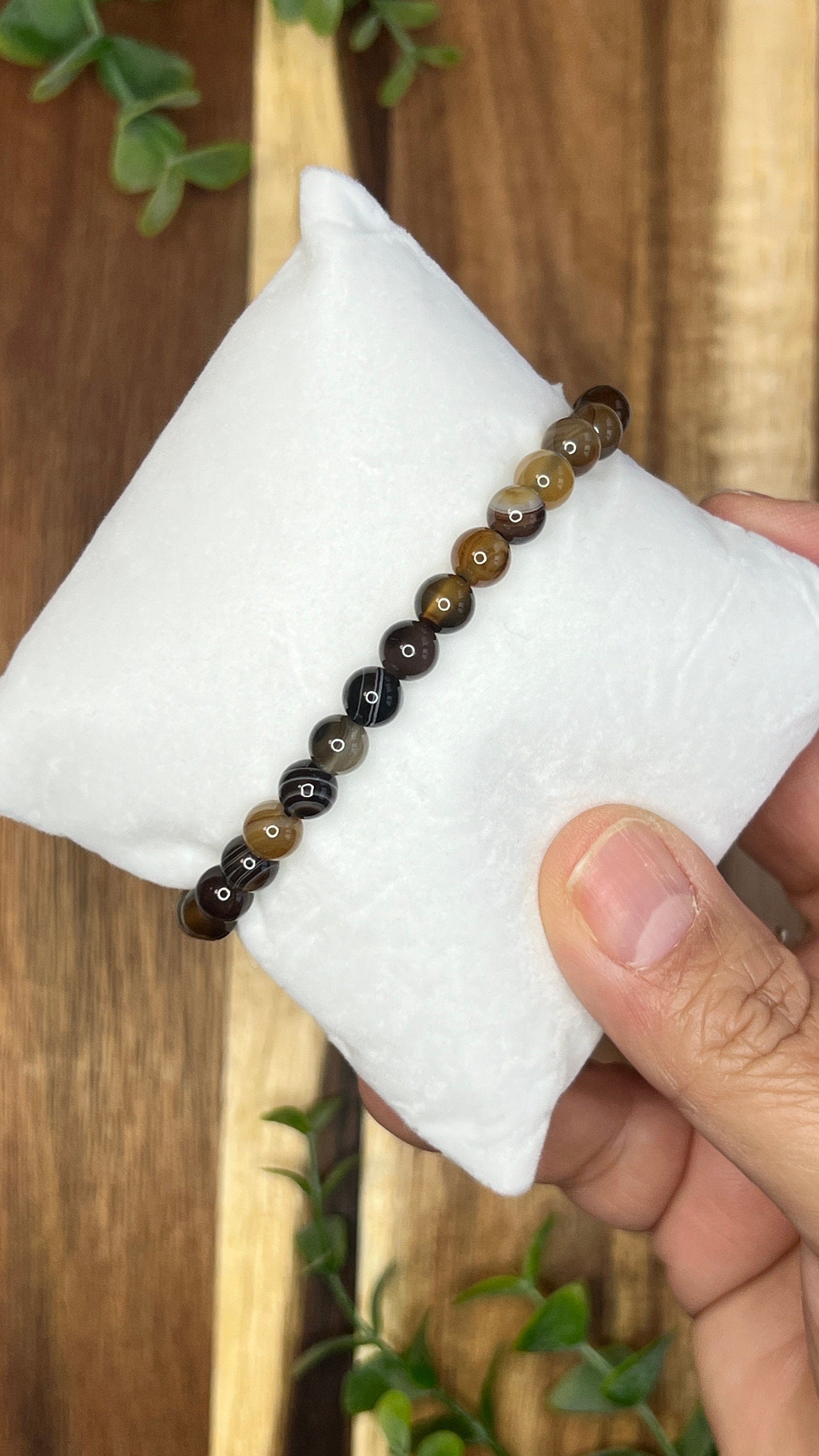 Botswana Agate Stretch Bracelet - Handmade Beaded stretch Jewelry for Stylish Comfort bead size approx 4mm