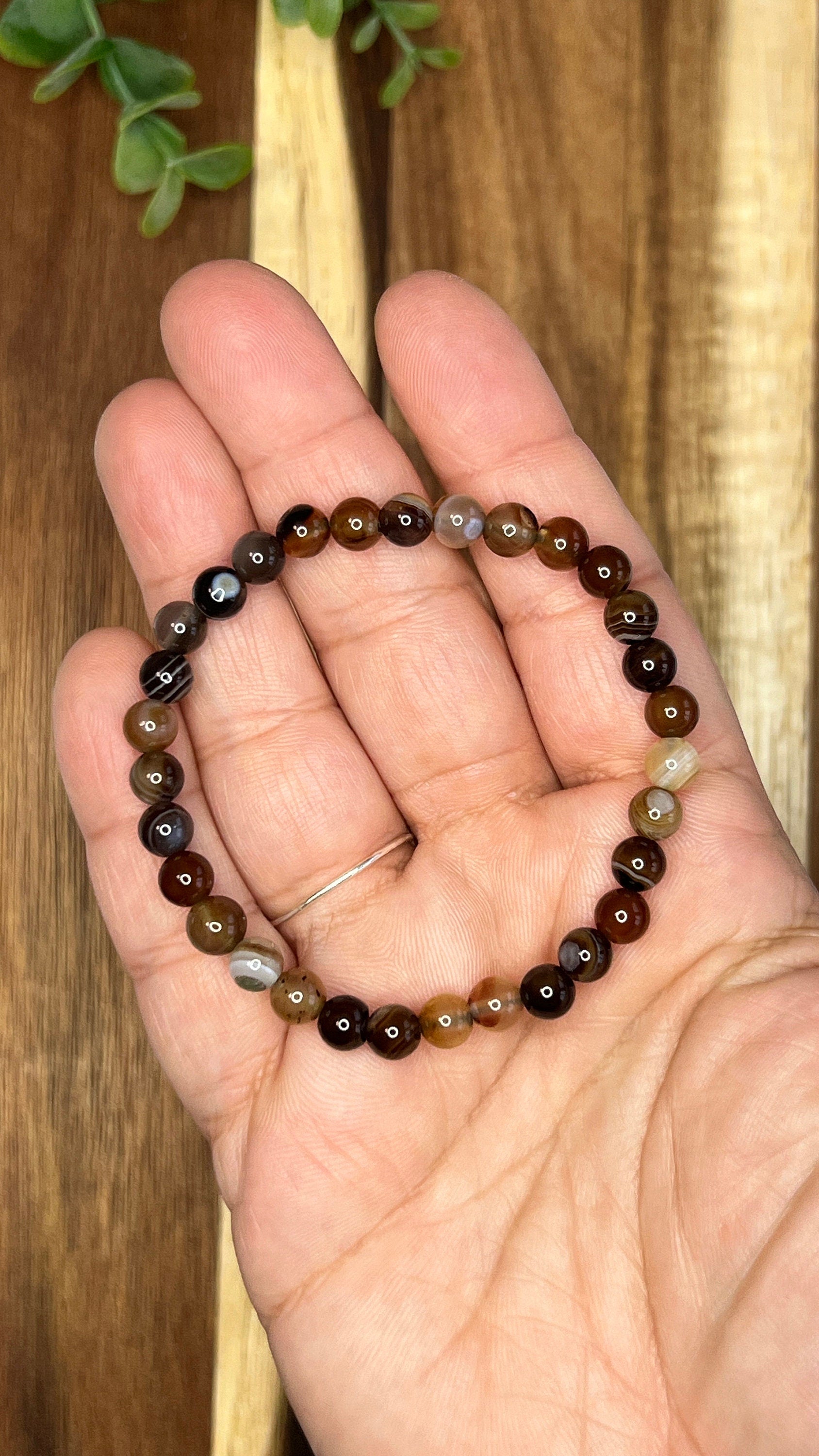 Botswana Agate Stretch Bracelet - Handmade Beaded stretch Jewelry for Stylish Comfort bead size approx 4mm