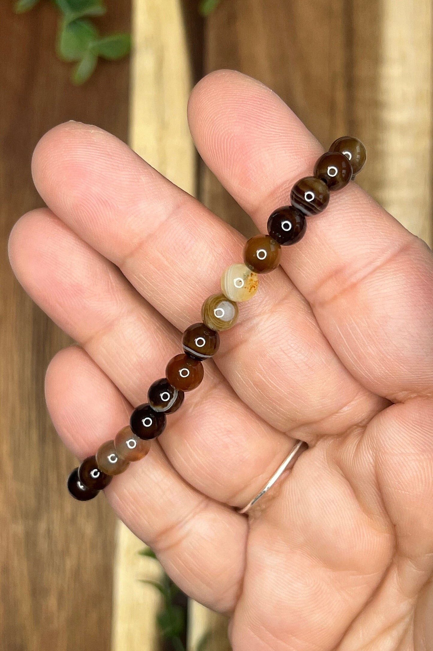 Botswana Agate Stretch Bracelet - Handmade Beaded stretch Jewelry for Stylish Comfort bead size approx 4mm