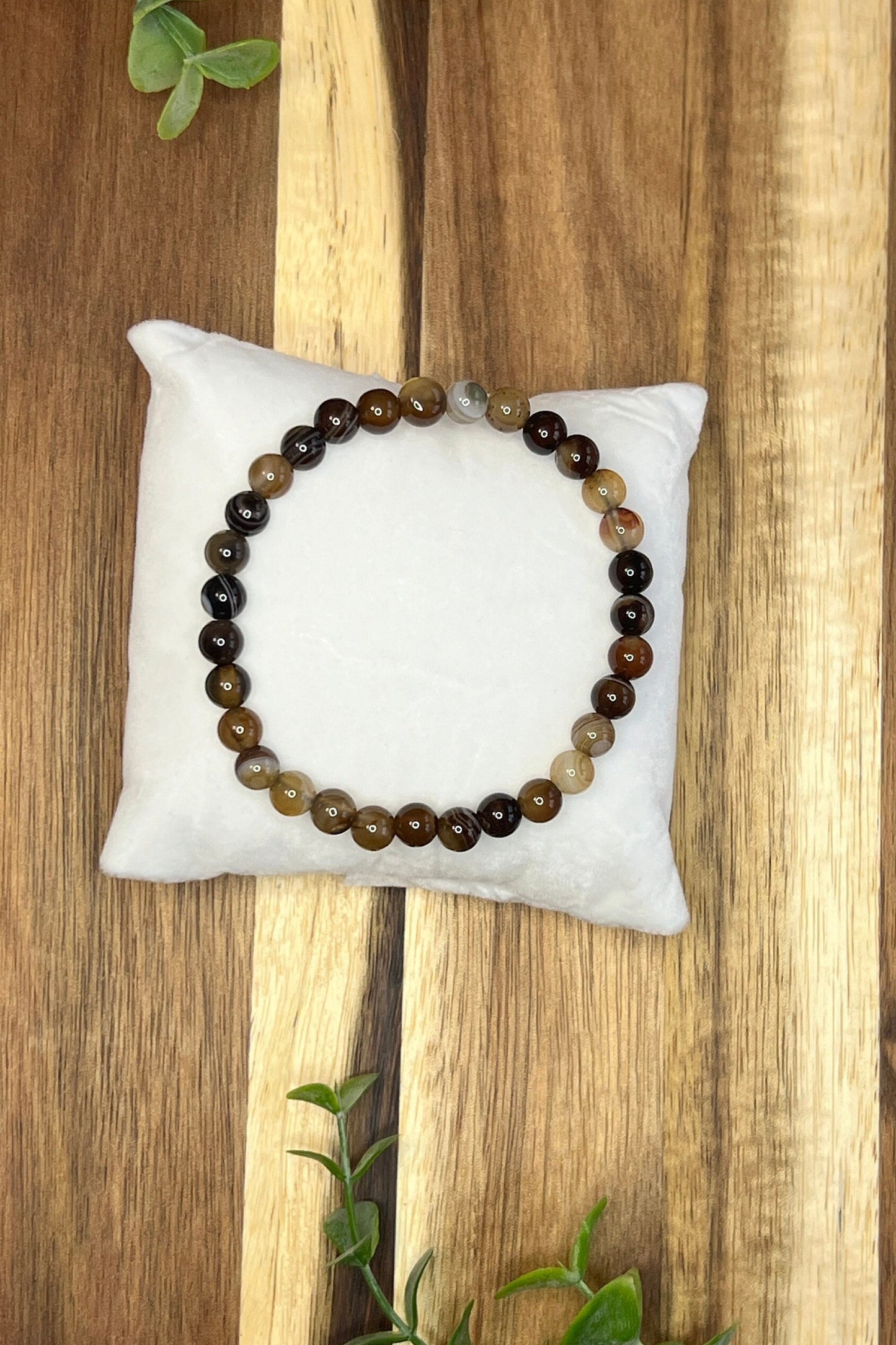 Botswana Agate Stretch Bracelet - Handmade Beaded stretch Jewelry for Stylish Comfort bead size approx 4mm